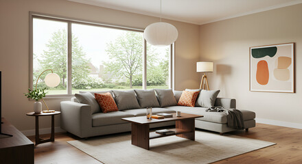 modern living room with fireplace