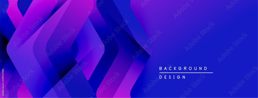 Poster abstract geometric shapes, vibrant purple, blue gradients create modern background. design elements 