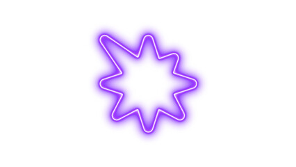 Glowing neon star shape, resembling a burst or explosion, Neon burst icon glow with transparent background