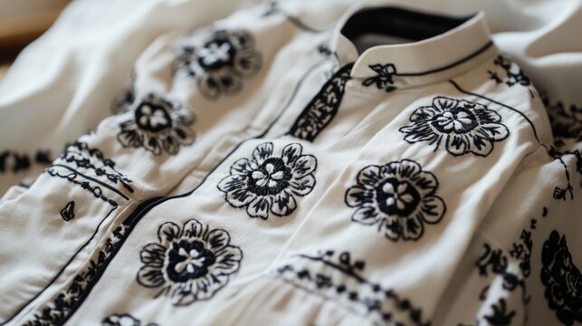 Children's clothing embroidered with black thread for Father's Birthday.