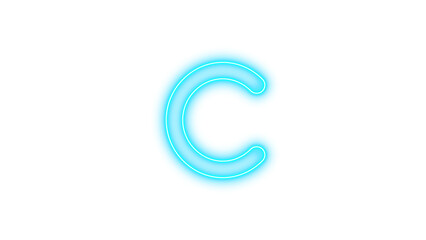 Glowing Neon Letter C, Neon c icon glow with transparent background