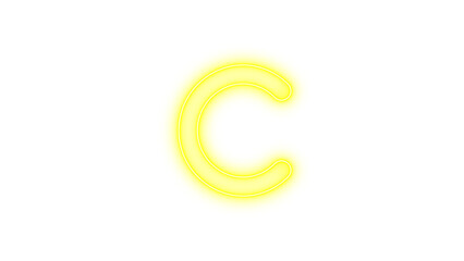 Glowing Neon Letter C, Neon c icon glow with transparent background