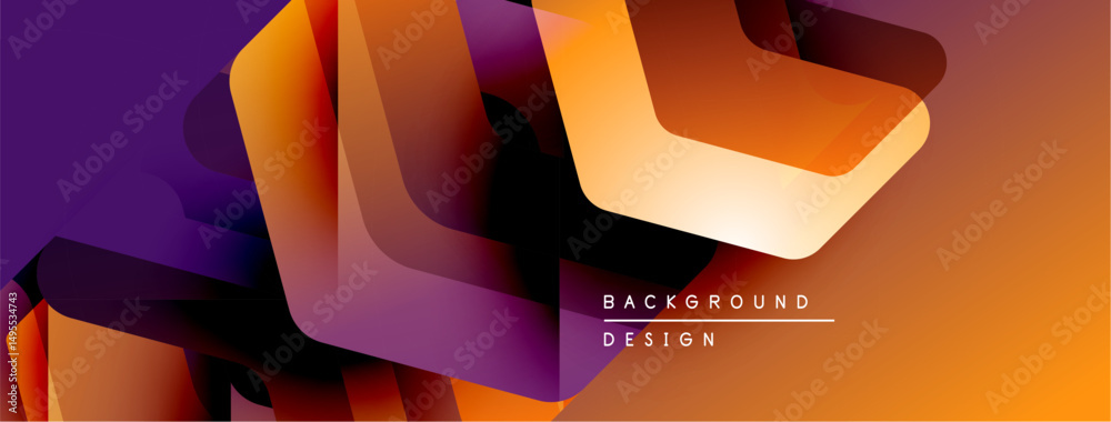 Leinwandbilder abstract geometric shapes blend vibrant orange, purple hues. dynamic composition creates modern back