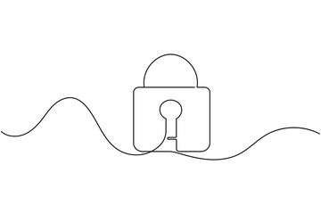 Obraz premium Lock icon minimalist style single line art isolated vector drawing
