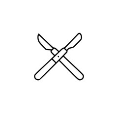 Scalpel Icon Crossed Surgical Knives Line Art Graphic
