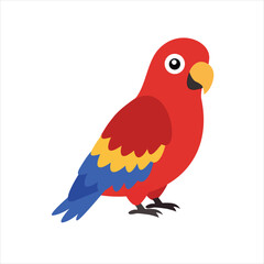 Vibrant Red Parrot Illustration Tropical Bird Clipart