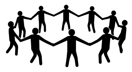 Dancing Circle Silhouette, Joyful Unity Group Vector Icon