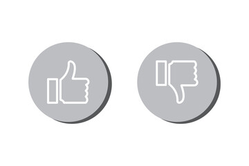 Obraz premium Thumbs up and down vector illustration icons set. Thumbs emoji icon in flat outline and editable stroke line art. EPS10