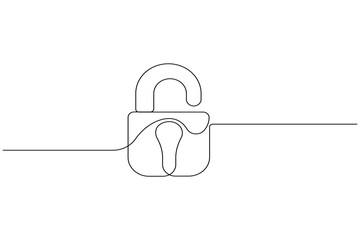 Lock icon minimalist style single line art isolated vector drawing