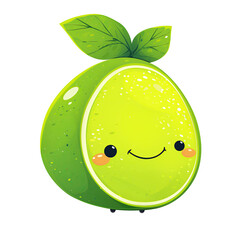 Png kawaii cartoon lime smiling isolated on transparent background