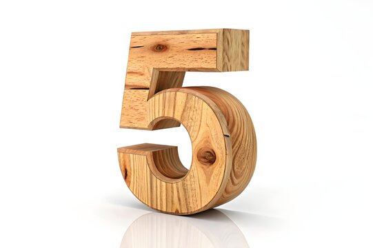 3D wood number five and one signs, symbols, and text design illustration