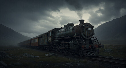 Obraz premium steam train on the road