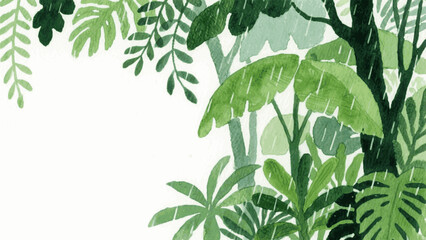 Wilderness Wash: Brushstrokes of Green rainforest isolated watercolor vector illustration svg