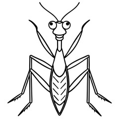 Praying Mantis line art vector