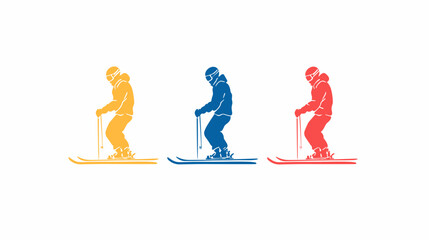 Dynamic Skiing Motion Illustrations in Vibrant Colors Showcasing Winter Sports Adventure