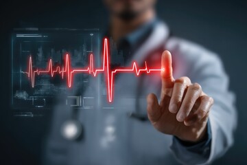 Cardiologist highlighting abnormalities in pulse wave