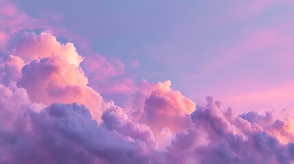 A Dreamlike Panorama of Pastel-Colored Clouds at Sunset
