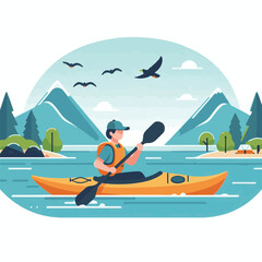 nature, summer, kayak, water, vacation, travel, boat, lake, sport, paddle, holiday, kayaking, activity, outdoor, landscape, active, leisure, canoe, lifestyle, adventure, tourism, recreation, sea, spor