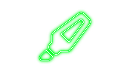 Glowing Neon Pen Nib Outline, Neon highlighter pen icon glow with transparent background