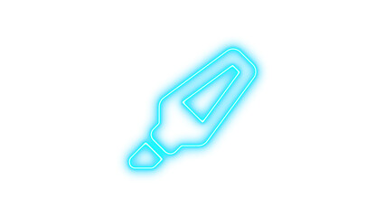 Glowing Neon Pen Nib Outline, Neon highlighter pen icon glow with transparent background