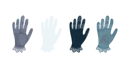Obraz premium Illustration of Four Pairs of Hands Wearing Different Styles of Gloves with Gradient Colors and Textures