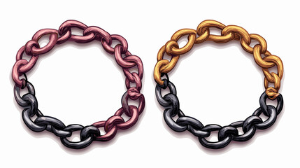 Fototapeta premium Pair of Interlocking Metallic Chains in Warm and Cool Tones on a Studio Background
