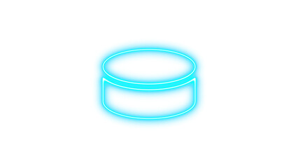 Glowing neon cylinder with a hollow center, Neon hockey puck icon glow with transparent background