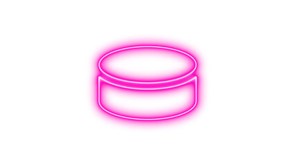 Glowing neon cylinder with a hollow center, Neon hockey puck icon glow with transparent background