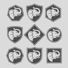 Elephant Head Mascot Logo Set

