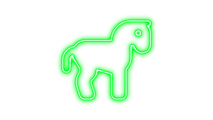 Neon Horse Outline, Neon horse icon glow with transparent background