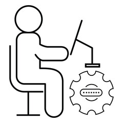 User interface development configuration process gear password access system control icon vector illustration for secure desktop application workflow.