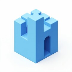 Obraz premium Playful blue castle block design perfect for kids games imagination and creativity fun