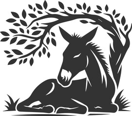 Animal drawing vector of a mule silhouette