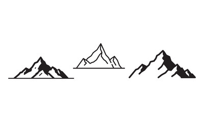 black and white drawing of a mountain peak icon