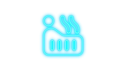 Neon Hot Tub Relaxation Icon, Neon hot tub person icon glow with transparent background