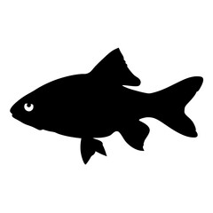 Black fish silhouette vector illustration aquatic animal swimming underwater ocean sea life graphic design element isolated, simple