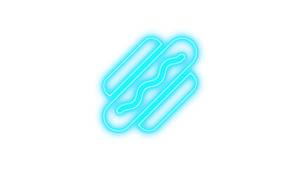 Neon Hot Dog Sign with Glowing Outline, Neon hotdog icon glow with transparent background