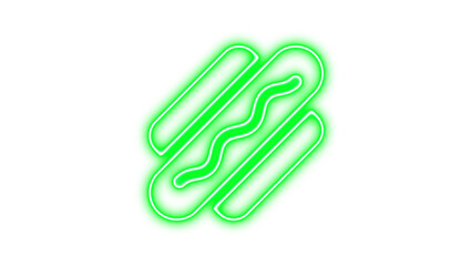 Neon Hot Dog Sign with Glowing Outline, Neon hotdog icon glow with transparent background