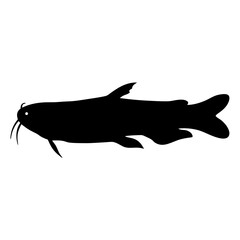 Illustration of a catfish silhouette aquatic animal freshwater fish wildlife river fishing vector
