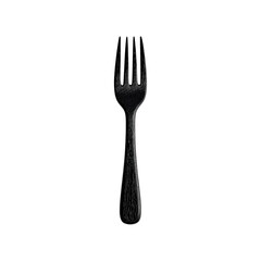 Black Plastic Fork Isolated on White Background for Table Setting and Catering Needs