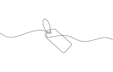 Naklejka premium Red blank prize tag continuous one line drawing vector illustration, Prize tag continuous one line drawing. Red blank prize tag continuous one line drawing.