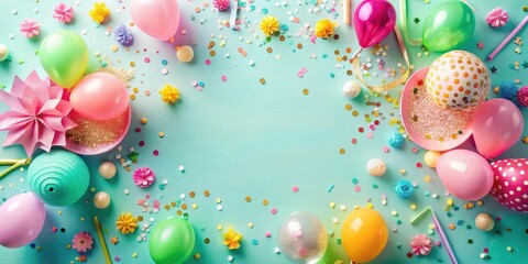 Pastel Balloons, Confetti, and Festive Decorations Create a Joyful Celebration Background