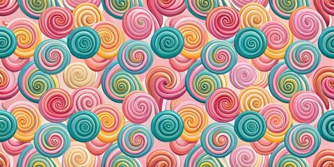 Whimsical Swirls A Delightful Pattern of Pastel-Colored Spirals in a Seamless Design