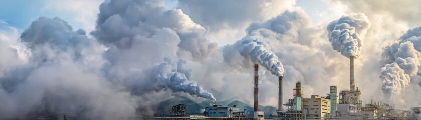 A factory pollution control system in action, filtering emissions for cleaner air