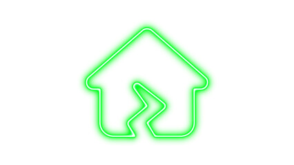 Obraz premium Neon house crack icon glow with transparent background