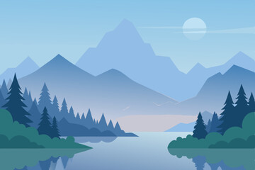 mountain landscape with lake