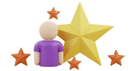 Isolated Person Surrounded by Stars