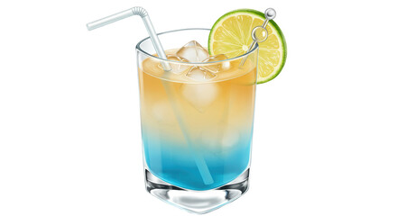 Isolated Refreshing Cocktail with Lime