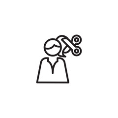 A black outline icon of a person's head with a magnifying glass examining a tiny heart, symbolizing introspection or self-discovery, on a white background.