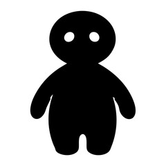 Simple black humanoid figure with round head and torso silhouette art
